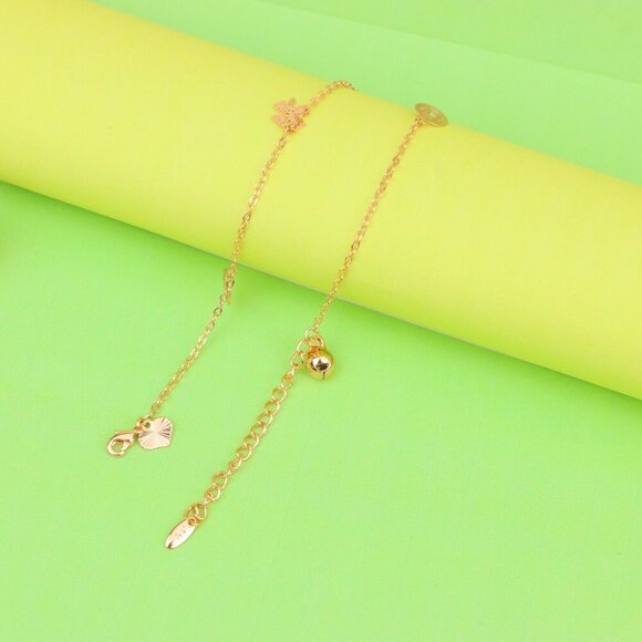 "Delicate Rose Gold Anklet with Lucky Charms & Adjustable Chain, XPAL1073 - Picture 7 of 12